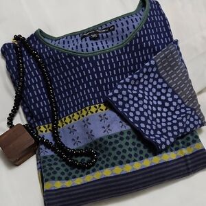 Gudrun Sjoden Periwinkle Abstract Design Sweater XXL Organic Cotton